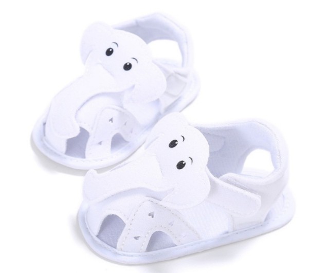 Kinderpantoffels met een olifant wit 0-6 maanden