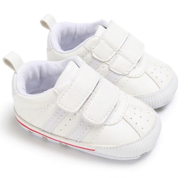 Kinderpantoffels met klittenband wit 0-6 maanden