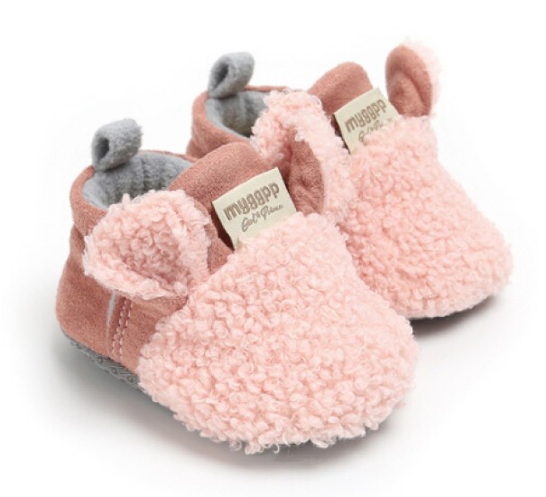 Kinderpantoffels met oren roze 12-18 maanden