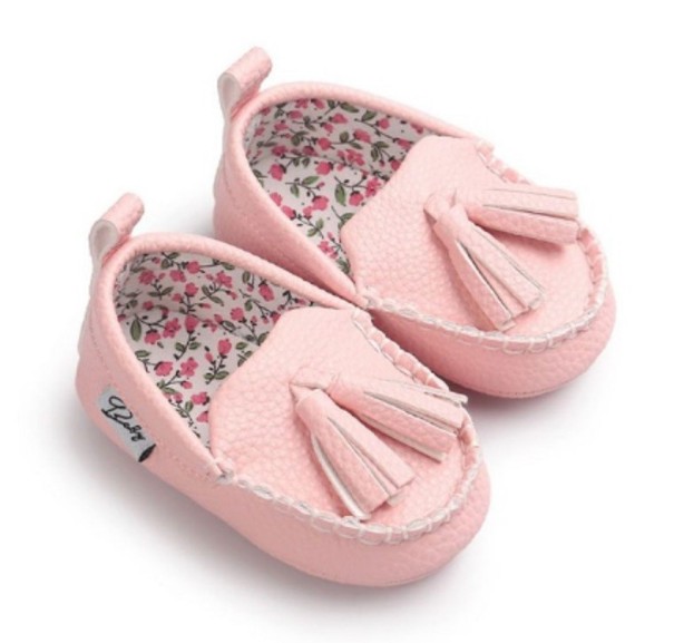 Kinderpantoffels - mocassins lichtroze 12-18 maanden