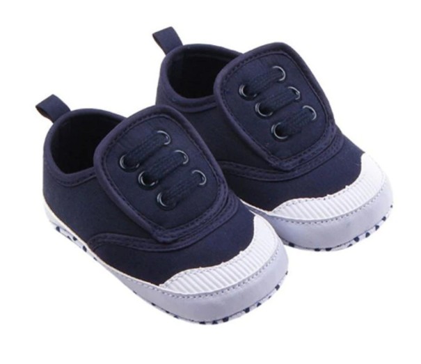Kinderpantoffels van canvas A467 donkerblauw 0-6 maanden
