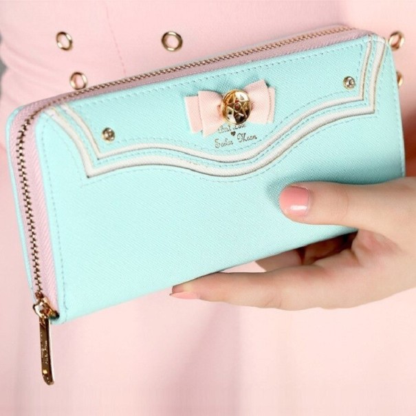 Kinderportemonnee met strik, groot turquoise