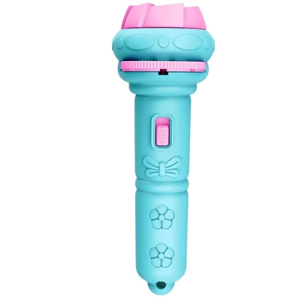 Kinderprojektionstaschenlampe 11,5 x 3,5 cm mit 10 Karten und 80 Mustern Batteriebetriebener Projektor mit 3 Knopfzellen Im Lieferumfang enthalten blau
