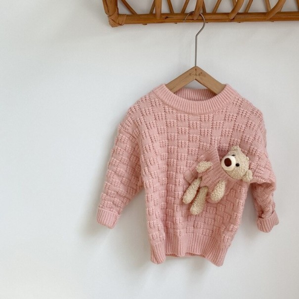 Kinderpullover mit Bär rosa 4