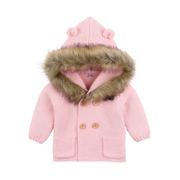 Kinderpullover mit Fell rosa 0-6 Monate