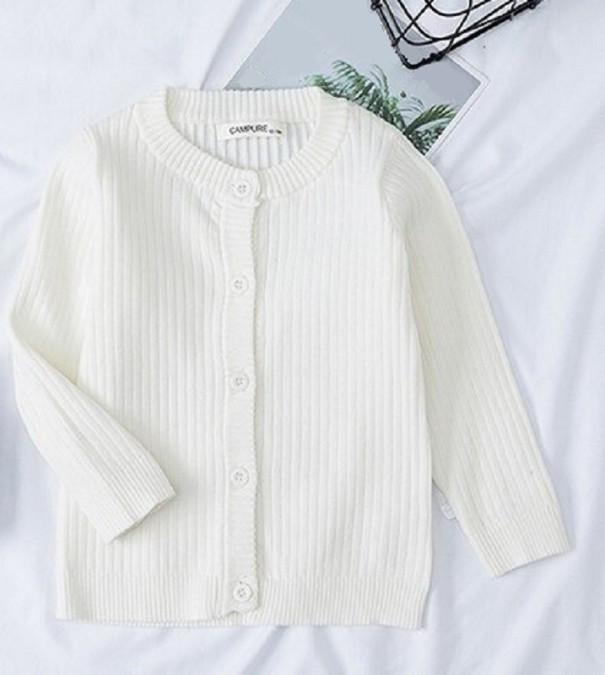 Kinderpullover mit Knöpfen weiß 12-24 Monate