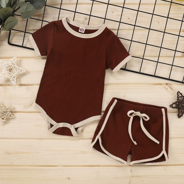 Kinderrompertjes en shorts L1607 donkerbruin 18-24 maanden
