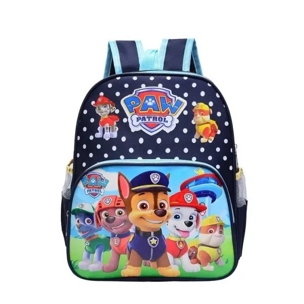 Kinderrugzak Paw Patrol met stippen 34 x 28 x 11 cm Kleurrijke rugzak Paw Patrol Verstelbare banden Kleuterschoolreis Cadeau voor kinderen zwart