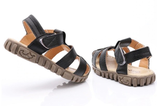 Kindersandalen mit Lederriemen schwarz 24