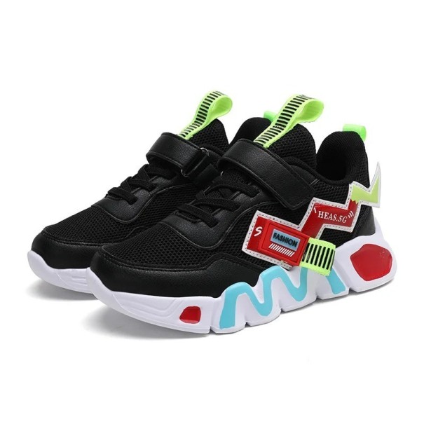 Kinderschuhe Atmungsaktive Jungen-Sneaker Lässige Kinder-Sneaker schwarz 36