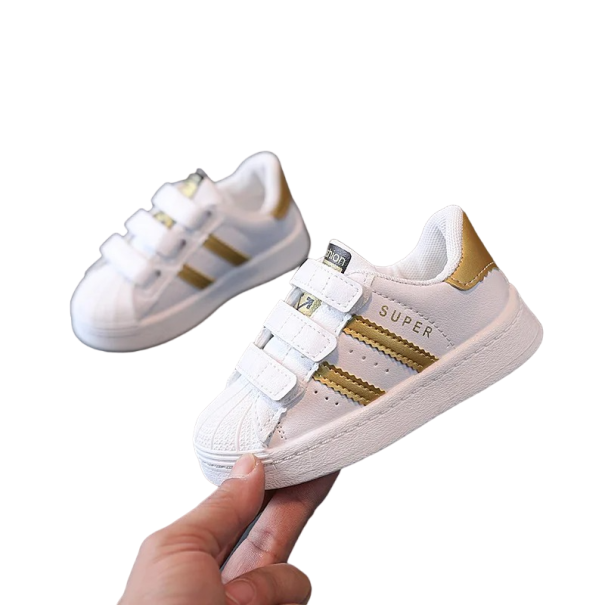 Kinderschuhe Rutschfeste Kinderschuhe Atmungsaktive Turnschuhe Kleinkind-Sneaker UNISEX golden 21