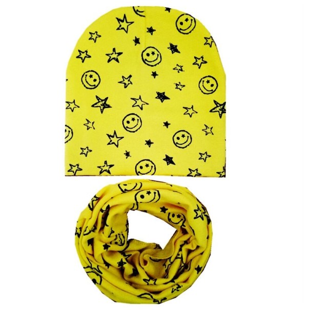 Kinderset aus Mütze und Nackenband mit Smileys gelb