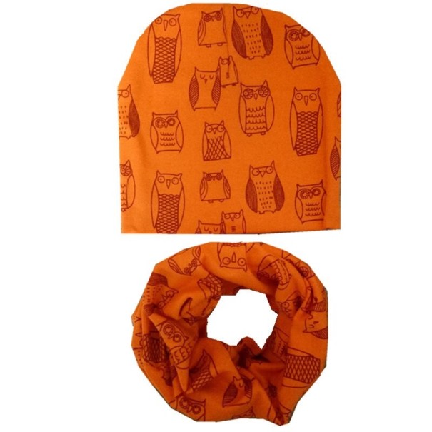 Kinderset muts en sjaal met uiltjes oranje