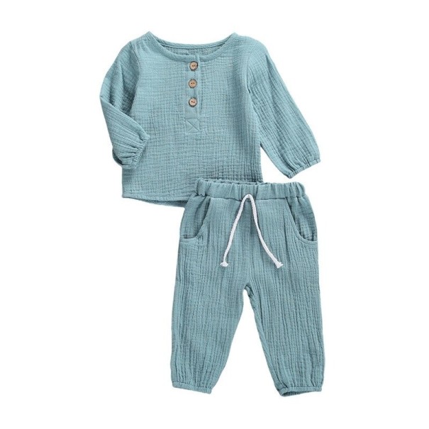 Kindershirt met lange mouwen en broek turquoise 5