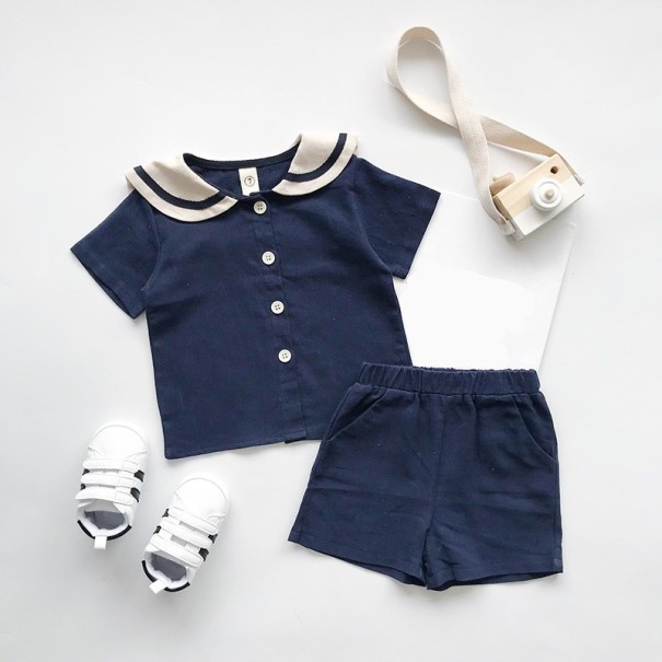 Kindershirt und Shorts L1426 dunkelblau 4