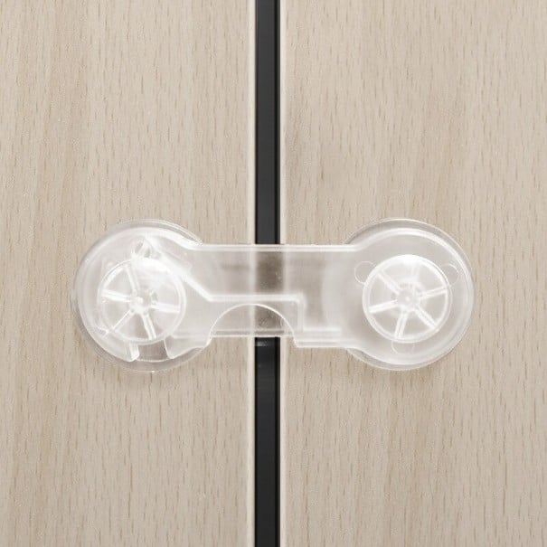 Kindersicherung für Schubladen und Türen 5 Stück Transparentes Plastik Runde Griffe an beiden Enden 15 x 3,6 cm Unauffällig am Möbel 2