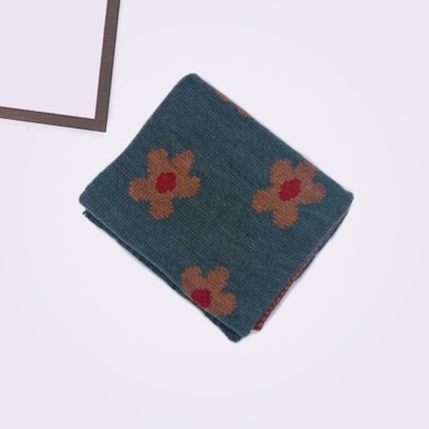 Kindersjaal met bloemen A401 blauw