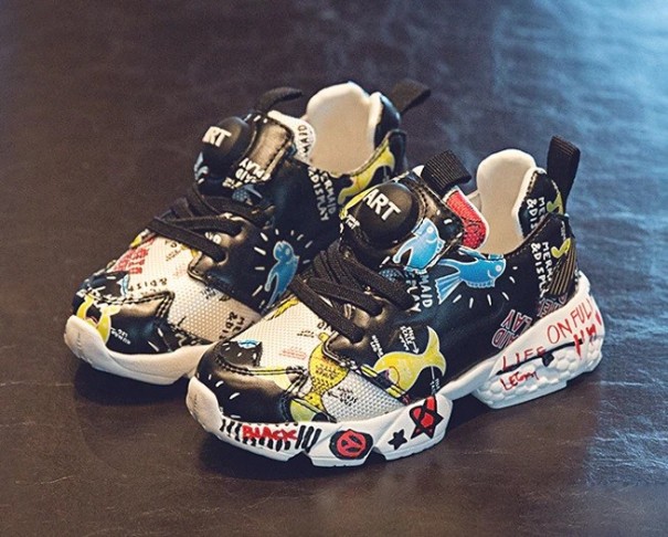 Kindersneakers met print zwart 27