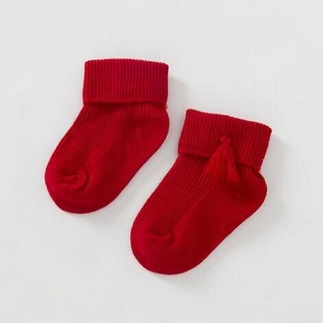 Kindersocken mit Fransen rot 3-6 Monate