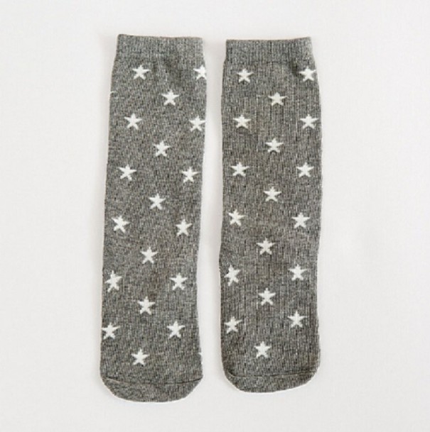 Kindersocken mit Sternen grau 0-1 Jahr