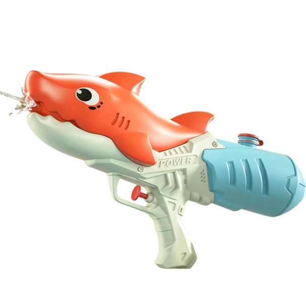 Kinderspritzpistole in Form eines Hais 35 × 16 cm orange-blau Kunststoffspielzeug für Outdoor-Wasserspiele
