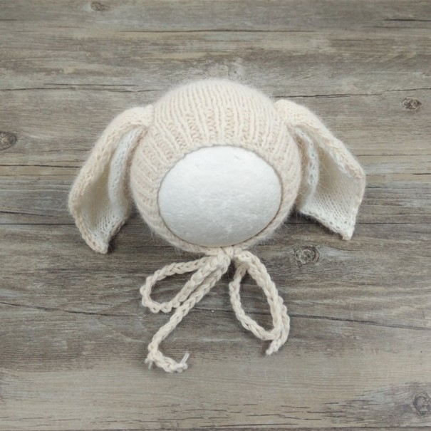 Kinderstrickmütze mit Ohren beige