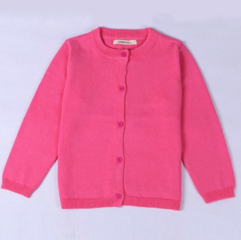 Kindertrui met knoopsluiting J3287 donkerroze 18-24 maanden