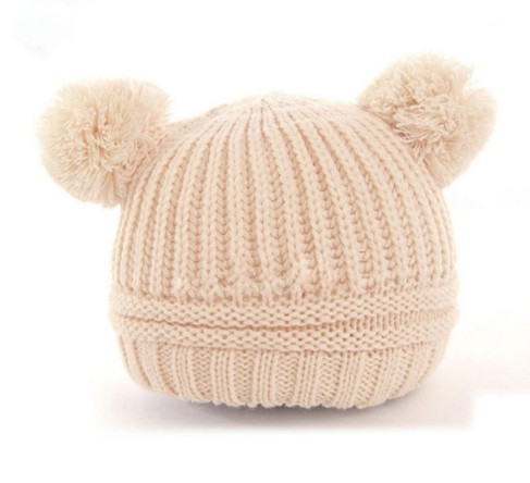 Kinderwinter gebreide muts met oren J867 beige