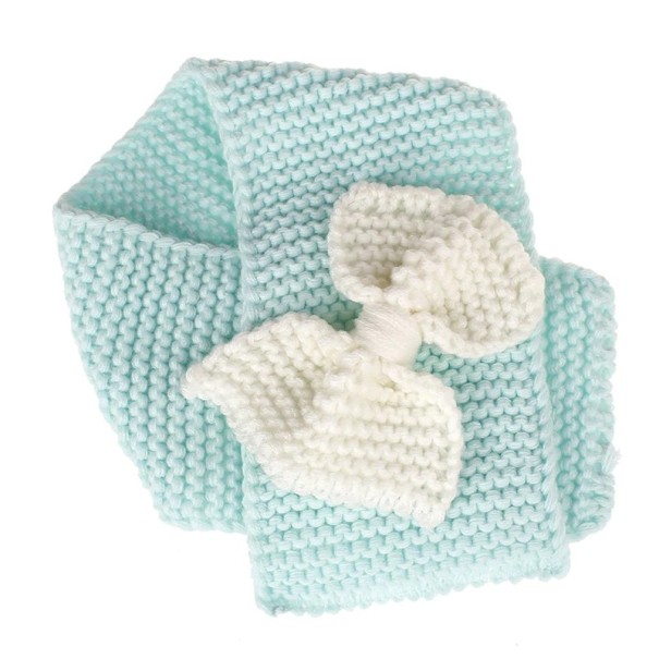 Kinderwinter gebreide sjaal met strik J2476 blauw