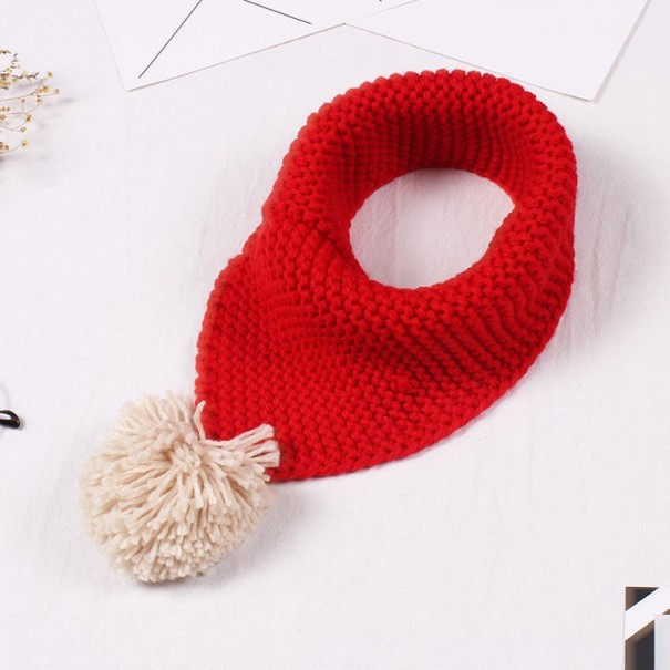 Kinderwinter wollen sjaal met pompon J2486 rood