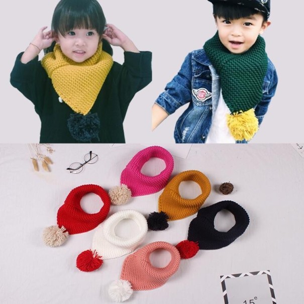 Kinderwinter wollen sjaal met pompon J2486