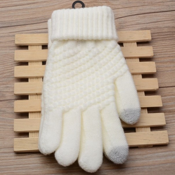 Kinderwinterhandschoenen met touchscreen wit