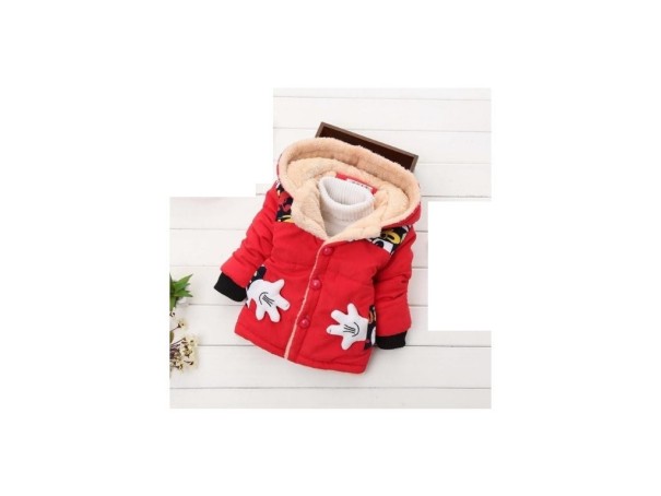 Kinderwinterjas met bont J1882 rood 18-24 maanden