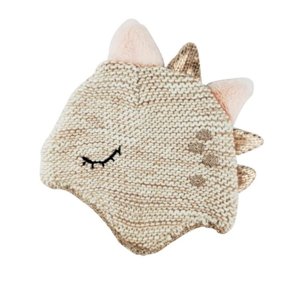 Kinderwintermuts Dinosaurus beige 1-2 jaar