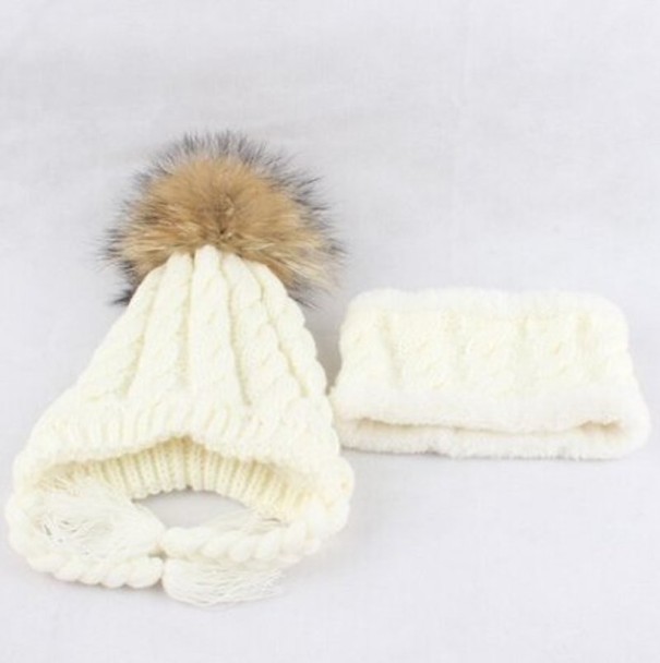 Kinderwintermuts en nekwarmer A395 wit