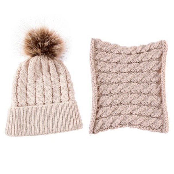 Kinderwintermuts met halsdoek beige