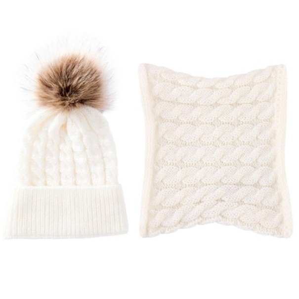 Kinderwintermuts met halsdoek wit