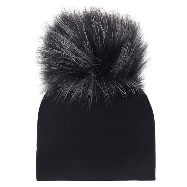Kinderwintermuts met kleurrijke pompons J3029 blauw S