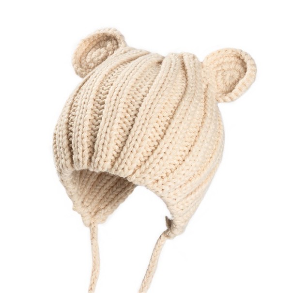Kinderwintermuts met oren beige