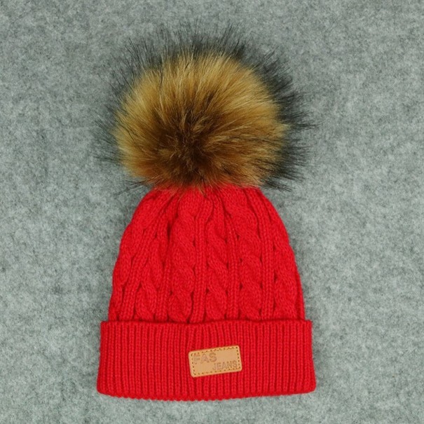 Kinderwintermuts met pompon Chloe rood