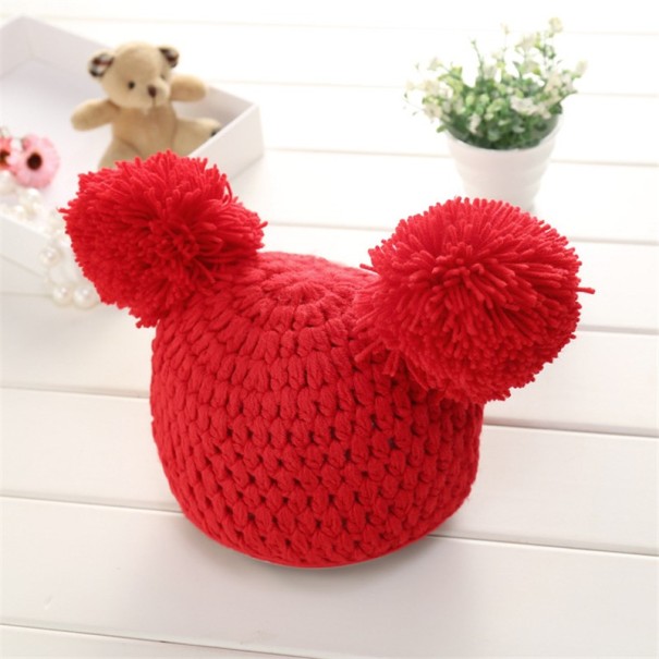Kinderwintermuts met pompons Bethan rood