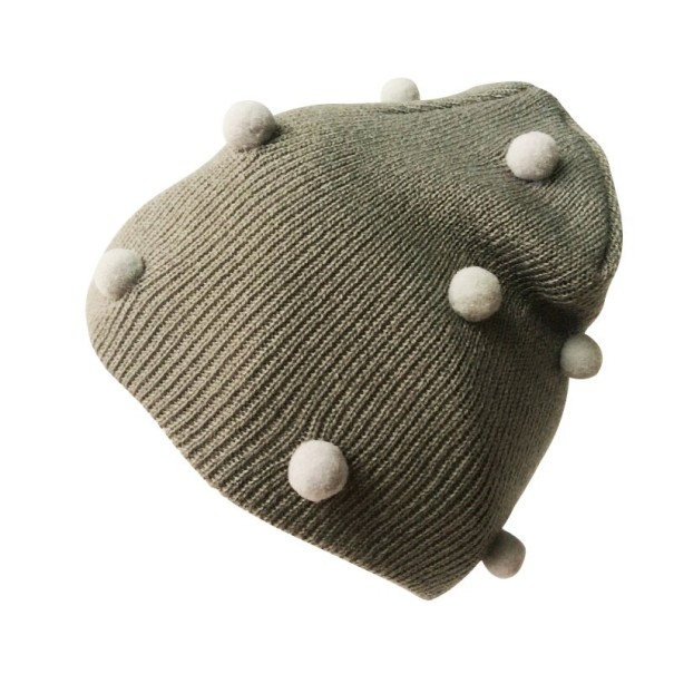 Kinderwintermuts met pompons grijs 1