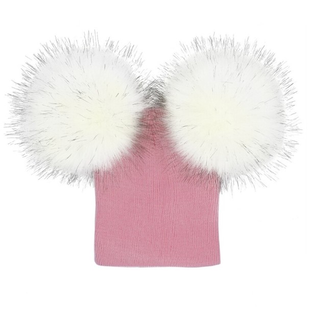 Kinderwintermuts met pompons J3028 wit