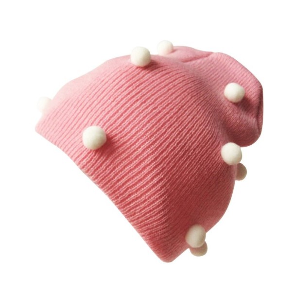 Kinderwintermuts met pompons roze 2