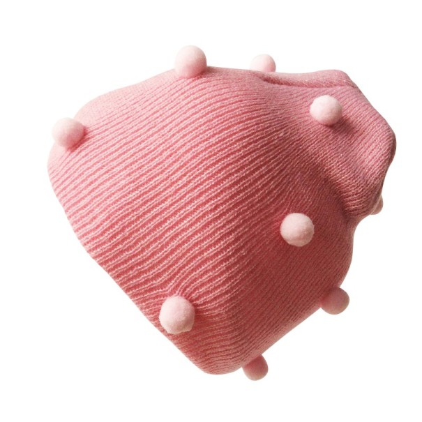 Kinderwintermuts met pompons roze 3