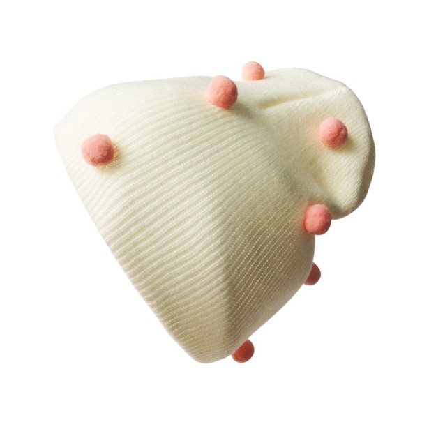 Kinderwintermuts met pompons wit 2