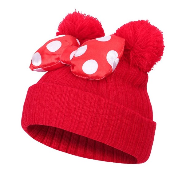 Kinderwintermuts met strik rood