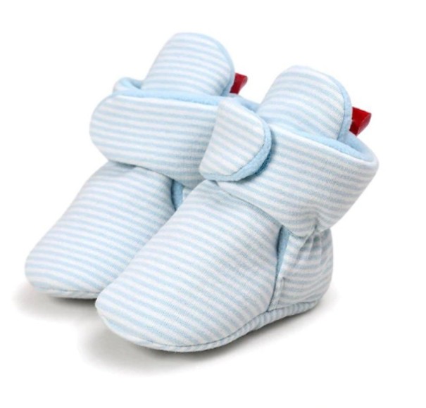Kinderwinterpantoffels met strepen blauw 0-6 maanden