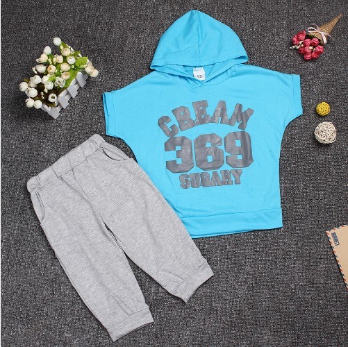 Kinderzomerset - T-shirt en broek - Blauwgrijs 4