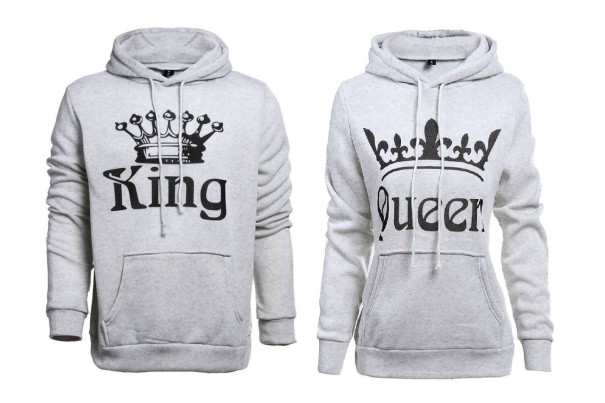 KING AND QUEEN - Bluzy dla par - Jasnoszary M S